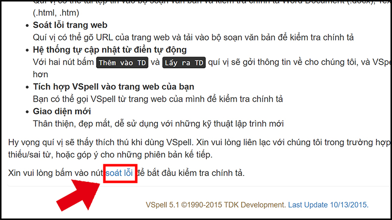 Bấm soát lỗi ở cuối trang để bắt đầu kiểm tra chính tả