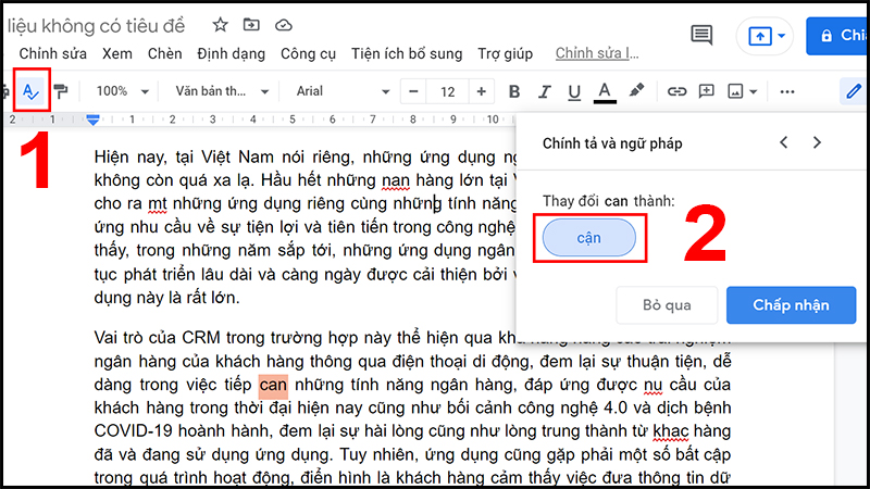 Sử dụng Google Docs để kiểm tra và sửa lỗi chính tả