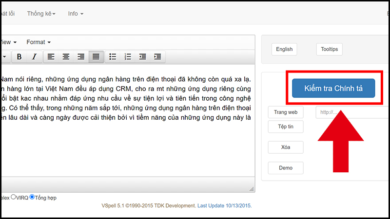 Chọn Kiểm tra Chính tả