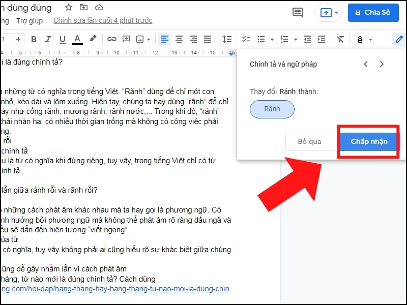 Kiểm tra chủ yếu mô tả bên trên Google Docs