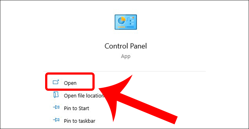 Mở Control Panel