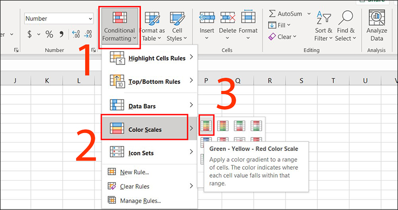 Sử dụng chức năng Color Scales