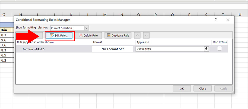 Nhấp vào Edit Rule để chỉnh sửa