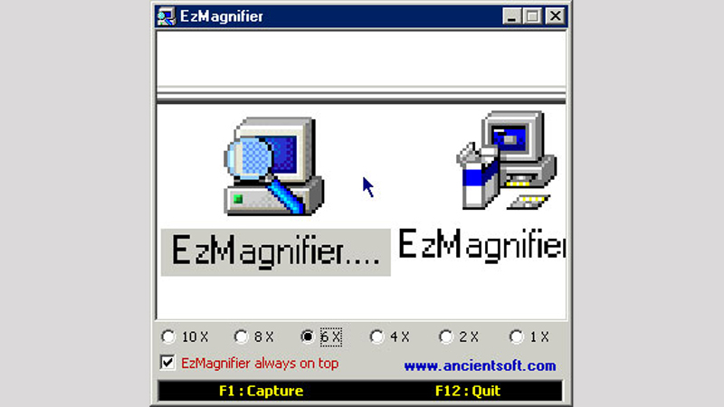 Phần mềm EzMagnifier c&oacute; thể chụp lại nội dung hiển thị