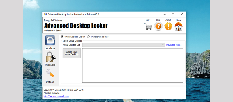 Phần mềm Advanced Desktop Locker Home Edition khóa máy bằng hình khóa ảo