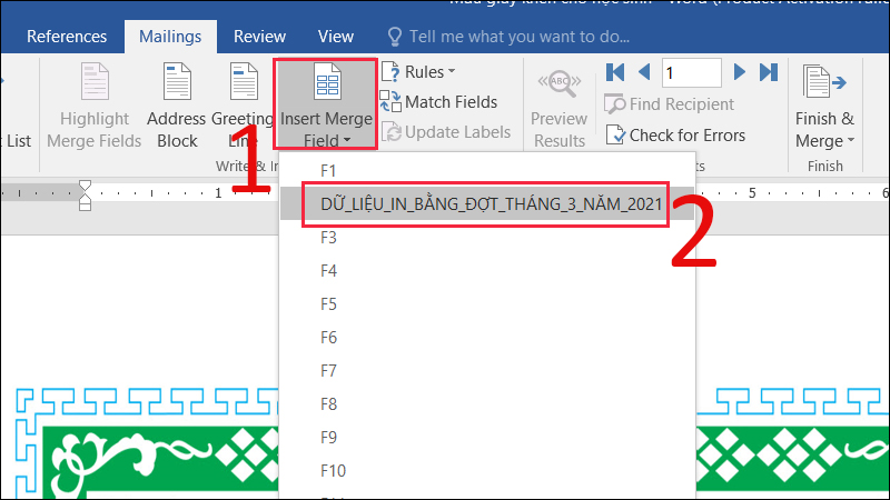 Chọn thông tin phù hợp với các thông tin trong file Excel danh sách khen thưởng