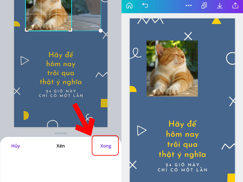 Hoàn thành cắt ảnh
