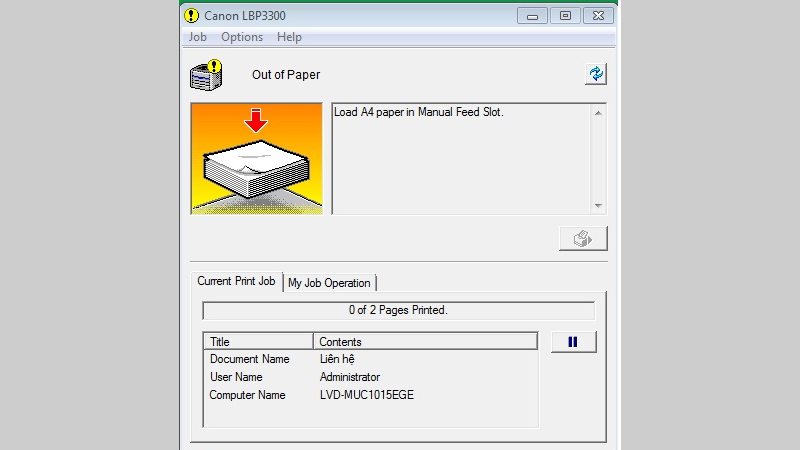 Nguyên nhân máy in báo lỗi manual feed load paper