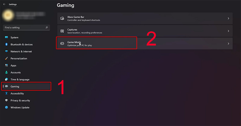 Chọn chế độ Game Mode