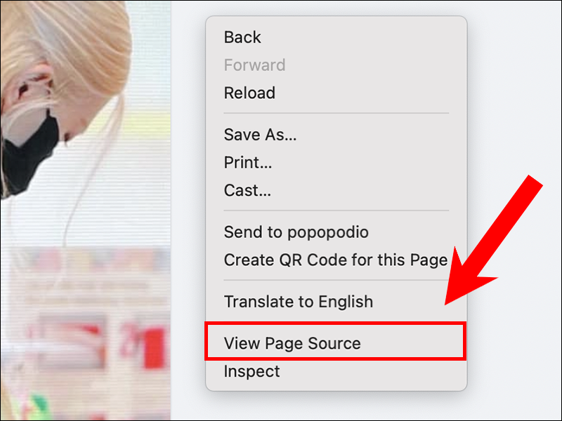 Bạn ấn chọn Xem nguồn trang (View Page Source)