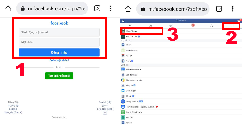 Bạn đăng nhập Facebook và đi đến trang cá nhân của mình