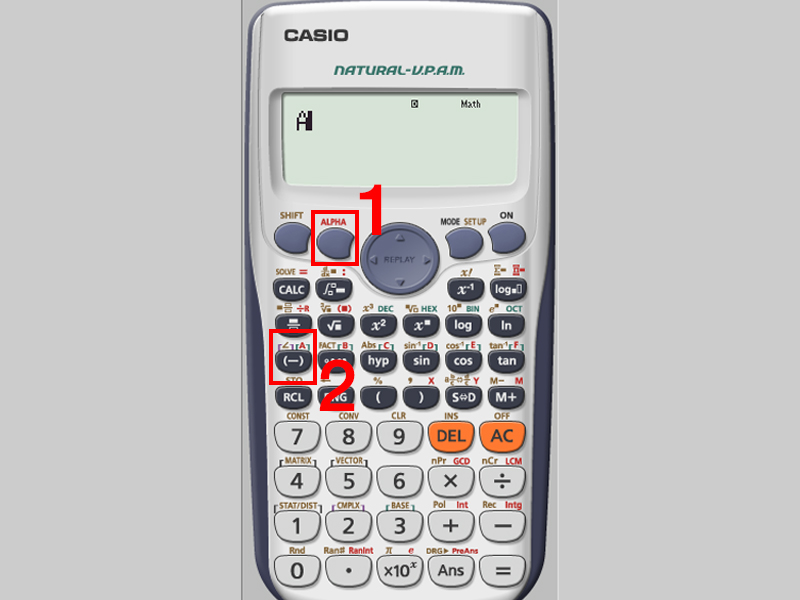 Nhấn phím ALPHA và nhấn A