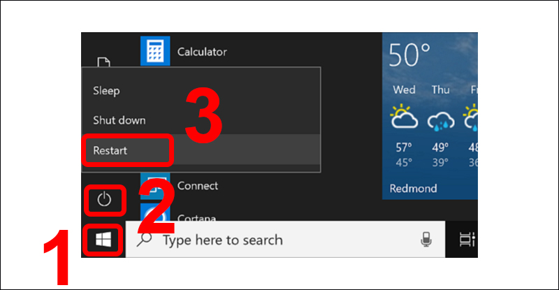 Khởi động lại máy tính