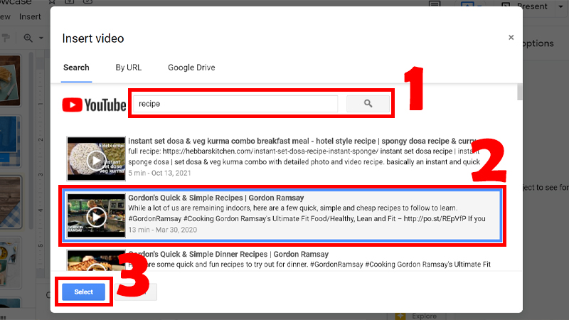 T&igrave;m v&agrave; chọn video sau đ&oacute; nhấn Select