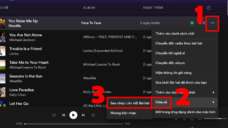 Chọn Sao ch&eacute;p Li&ecirc;n kết B&agrave;i h&aacute;t