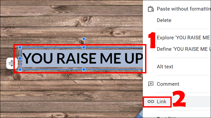 Nhấn chuột phải chọn link