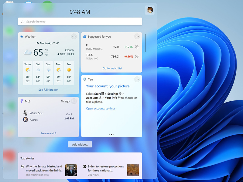 Giao diện Widgets tr&ecirc;n Windows 11
