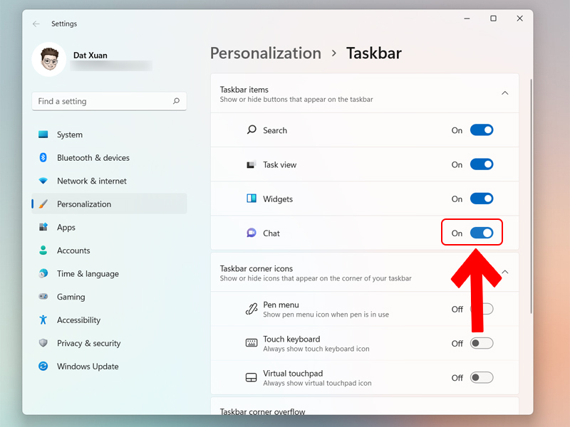 K&iacute;ch hoạt biểu tượng Chat