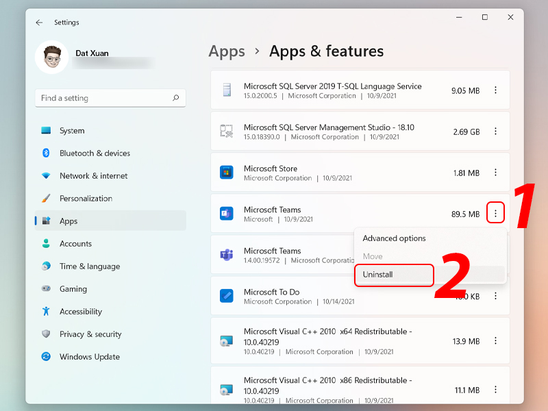 Gỡ c&agrave;i đặt Microsoft Teams