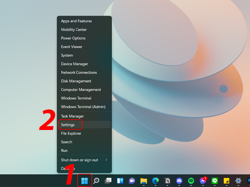 Mở Settings trên Windows 11