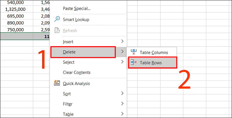 Cách xóa hàng trong Excel