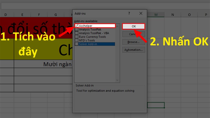 Tải phần mềm Acchelper - Phần mềm đọc số thành chữ trong Excel