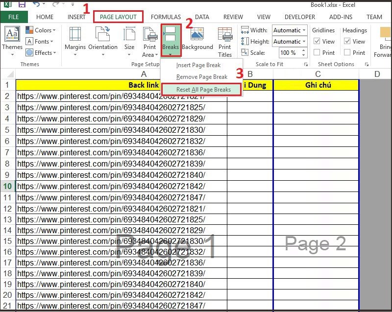 Chọn Page Break Preview