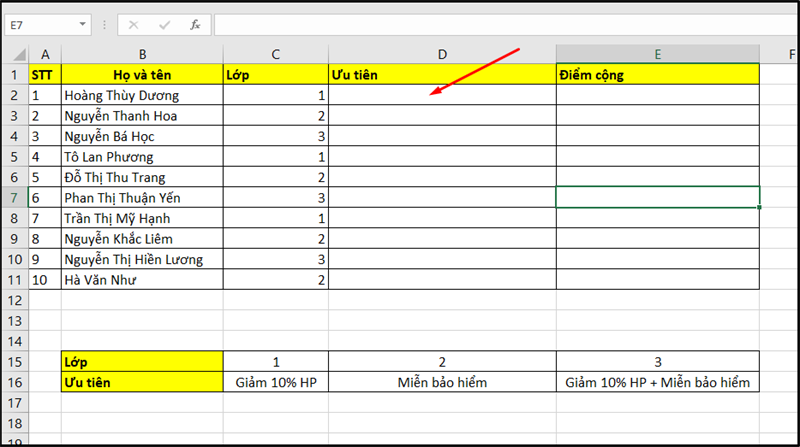 Sử dụng hàm Hlookup trong Excel, Google sheet