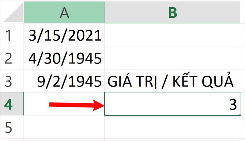 Cách tách ngày tháng năm trong Excel thành 3 cột khác nhau