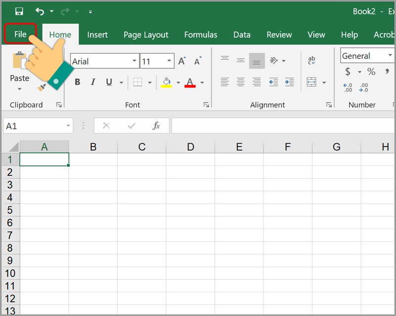 Nhấn vào File trong Excel