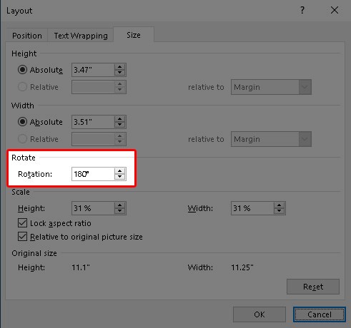Xoay hình ảnh Rotation và nhấn OK