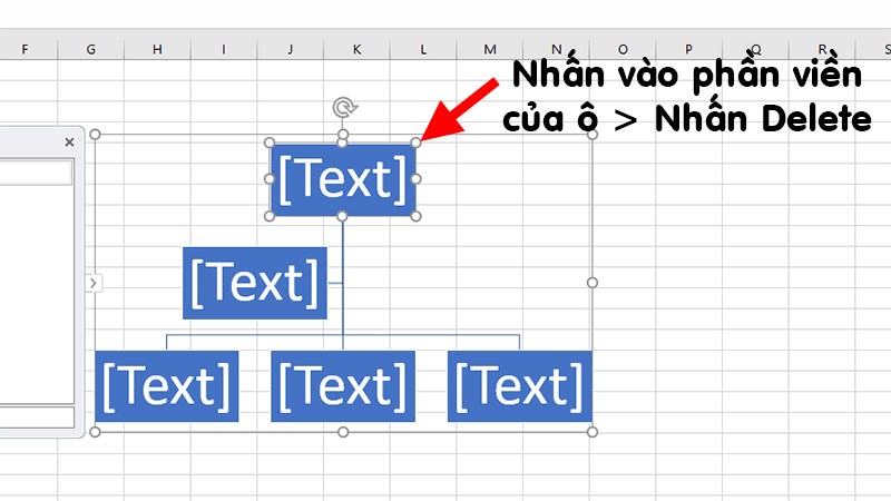 Xóa các ô chứa nội dung trong sơ đồ tổ chức