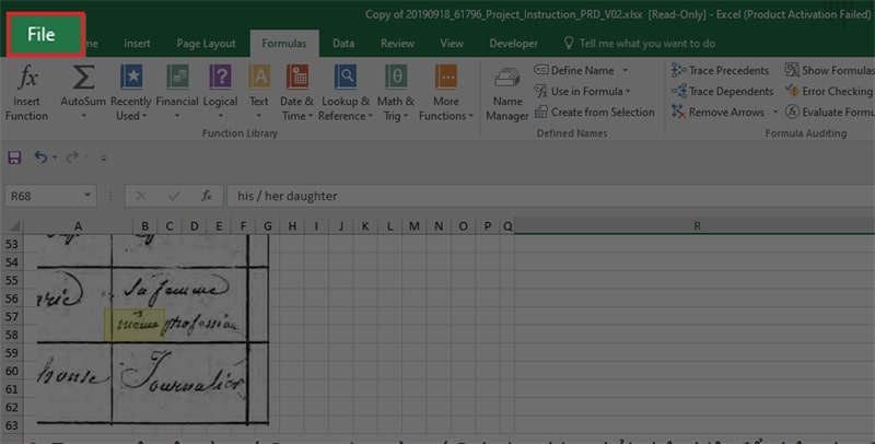 Mở file Excel, chọn File