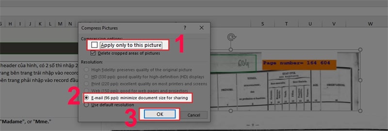 Nén ảnh trong Excel