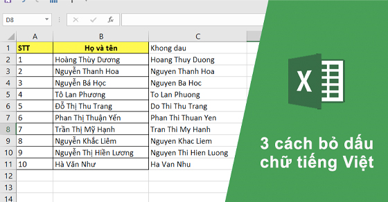 Tại sao Excel không có hàm hỗ trợ loại bỏ dấu tiếng Việt mặc dù là một phần mềm xử lý văn bản?
