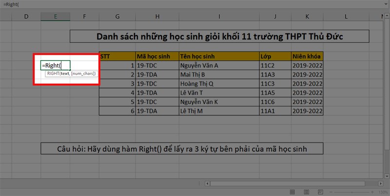 Công Thức RIGHT Trong Excel - Hướng Dẫn Chi Tiết Và Ứng Dụng Thực Tế