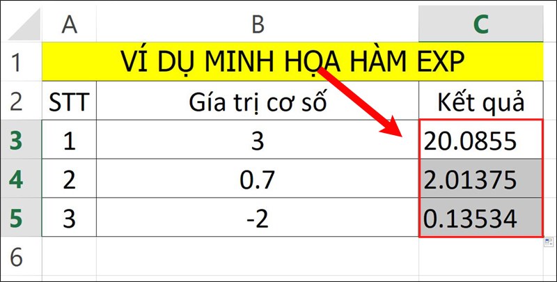 Nhấn Enter để hiển thị kết quả.