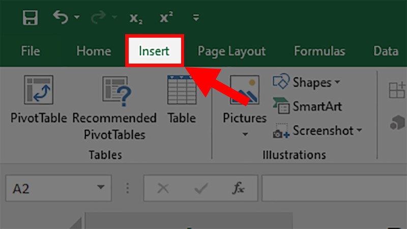 Mở file Excel > Chọn thẻ Insert