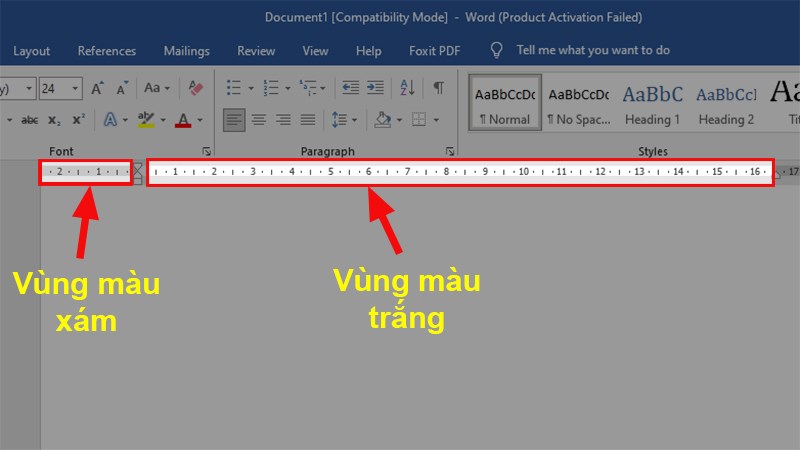 2 vùng trên thanh thước kẻ trong Word