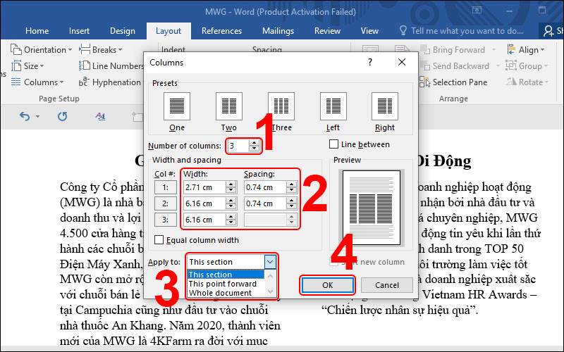 Hướng dẫn cách tạo cột trong word và chỉnh kích thước - Ảnh 2