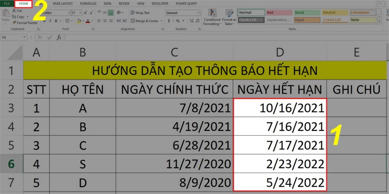 Hướng dẫn cách tạo thông báo hợp đông sắp hết hạn trong Excel