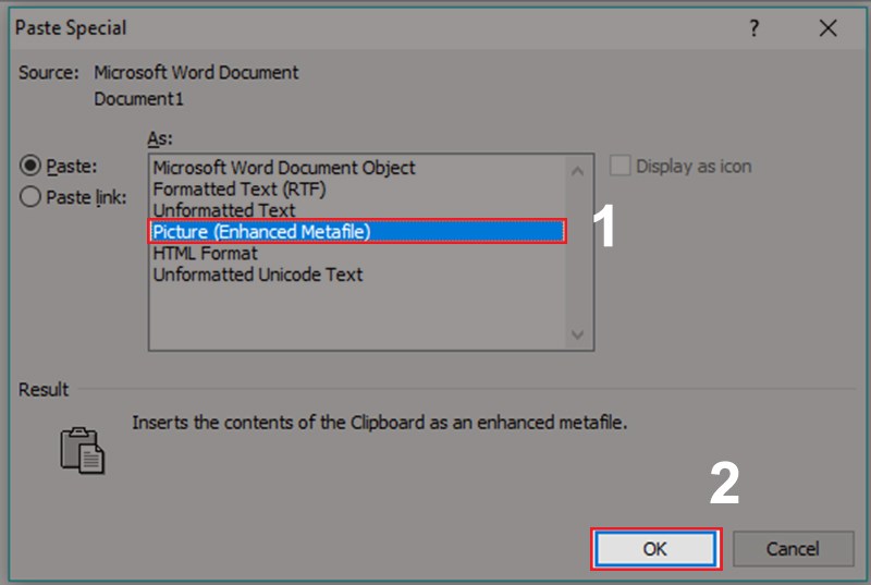 chọn Picture (Enhanced Metafile)