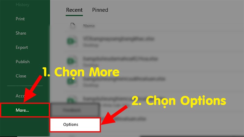 Chọn More  Chọn Options