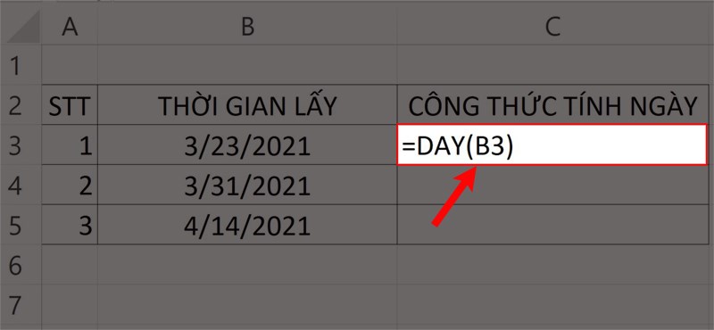 hàm day trong excel 2