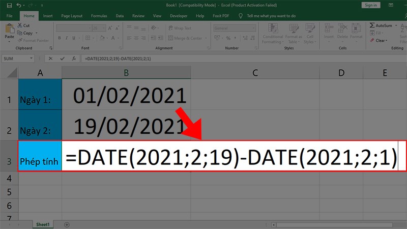 Dùng hàm Date để thực hiện trừ ngày tháng trong Excel
