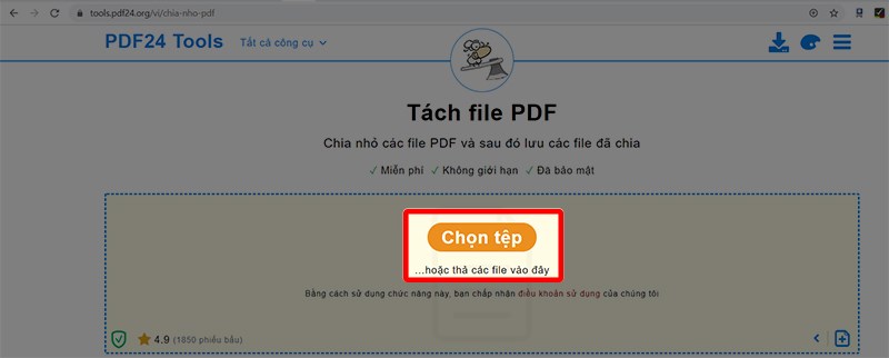 Nhấn vào Chọn tệp