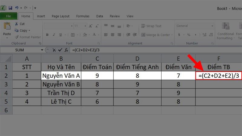 Cách Tính Điểm Trung Bình Môn Cả Năm Trong Excel