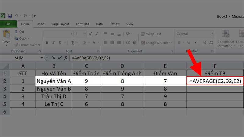 Hướng dẫn Cách Tính Trung Bình trong Excel