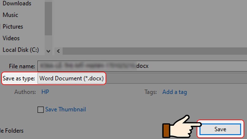 Chọn Save As và lưu lại tài liệu dưới định dạng .doc hoặc .docx