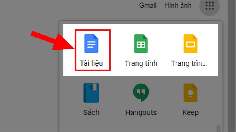 Chọn Tài liệu để mở Word online